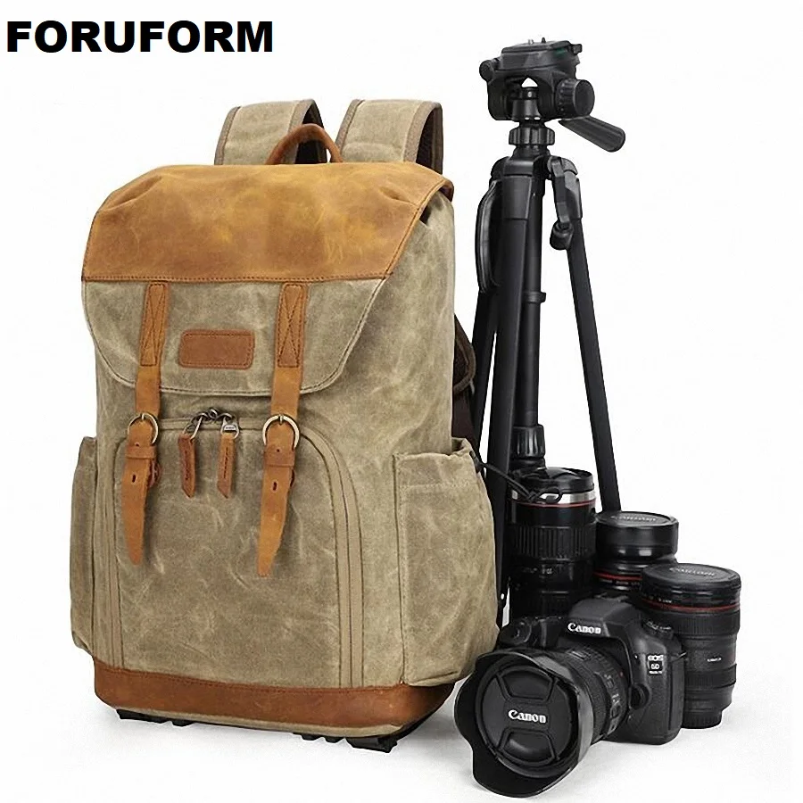 Foto Schouders Rugzak Waterdicht Canvas Case Fit 15.4 \Laptop Tas voor Canon Nikon Sony DSLR Fotografie Lens Statief LI-2595 Foto Schouders Rugzak Waterdicht Canvas Case Fit 15.4 \Laptop Tas voor Canon Nikon Sony DSLR Fotografie Lens Statief LI-2595