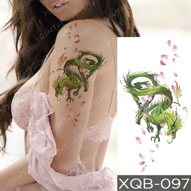 Dragon Wolf Tiger Animal Waterproof Temporary Tattoo Sticker Man Arm Leg Tato Body Art Fake Tatto Water Transfer Tatoo Women 41-XQB097