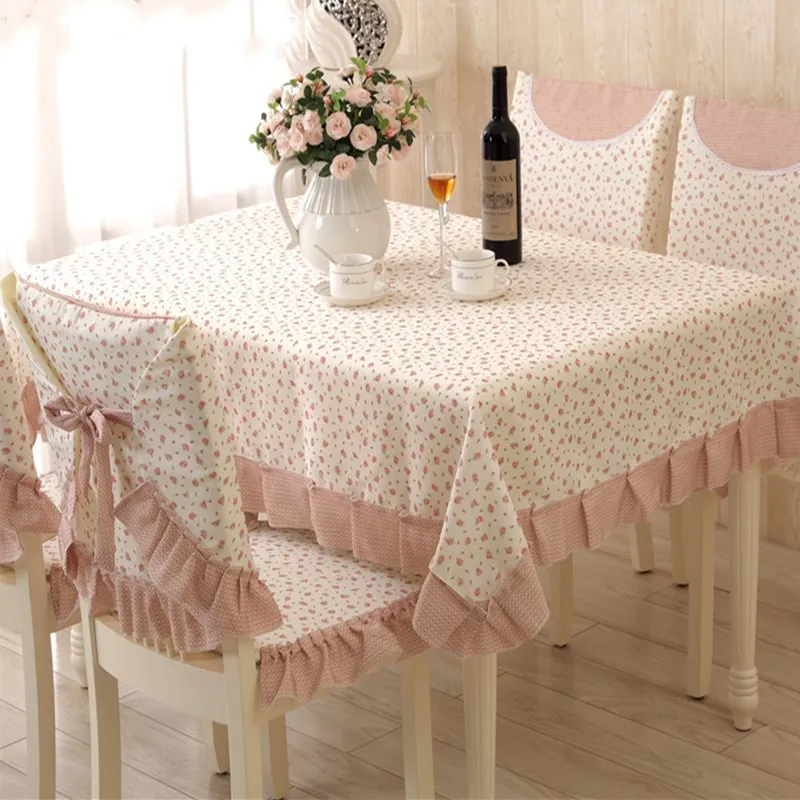 9 Pieces Ensemble Nappes Avec Housses De Chaise Tapis Brode Nappe