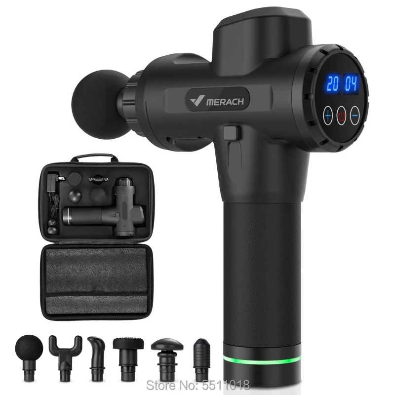 

Merach portable black Deep Tissue Massager Rechargeable Handheld Massage Gun Percussive Vibration Therapy Phoenix massage gun