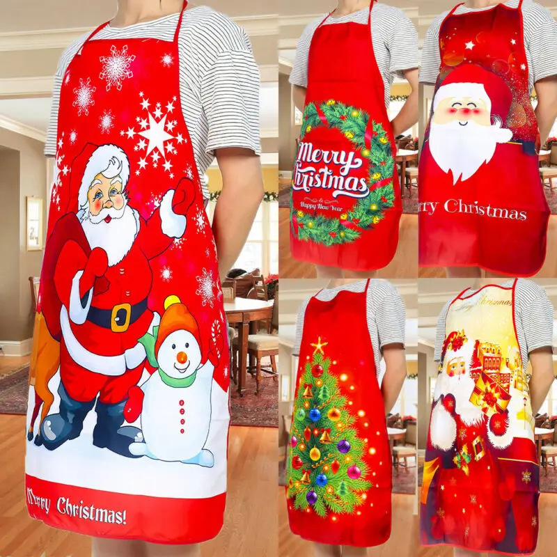 Christmas Santa Claus Sexy Aprons Funny Women Men Xmas Big Pocket Kitchen Baking Cooking Apron