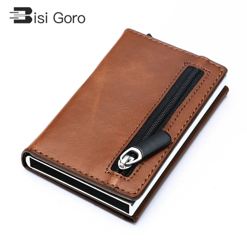 Умный кошелек BISIGORO Rfid тонкий металлический мужской с держателем для кредитных