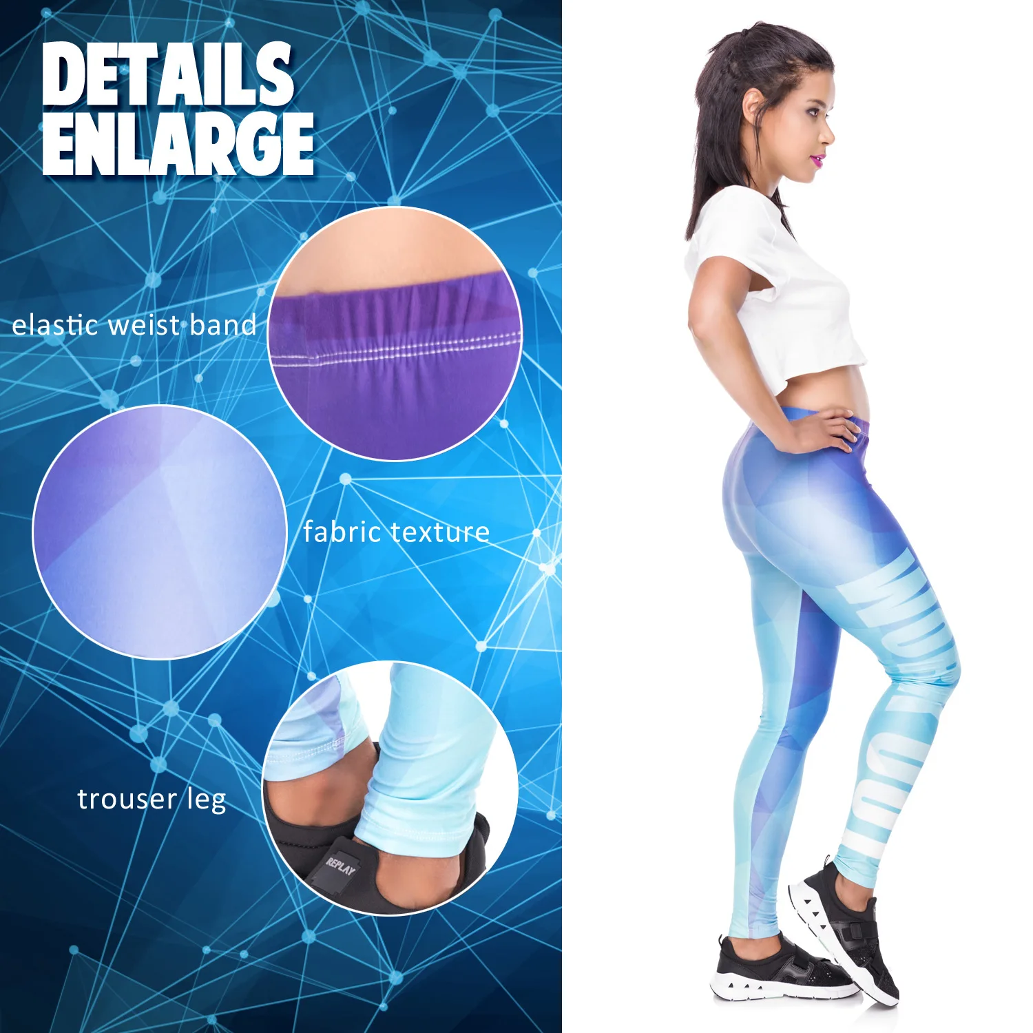 Geometric stripe European-American printed nine minute pants high-waisted sport large size leggings for women
