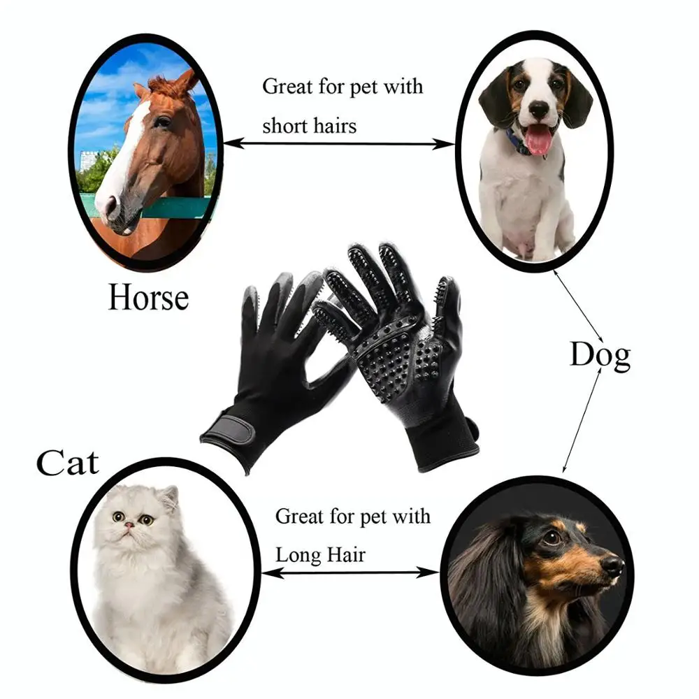 Upgraded Pat Grooming Gloves Cat Dog Horse Silicone Hair Removal Mitts Cat Brush Cat Grooming Supplies