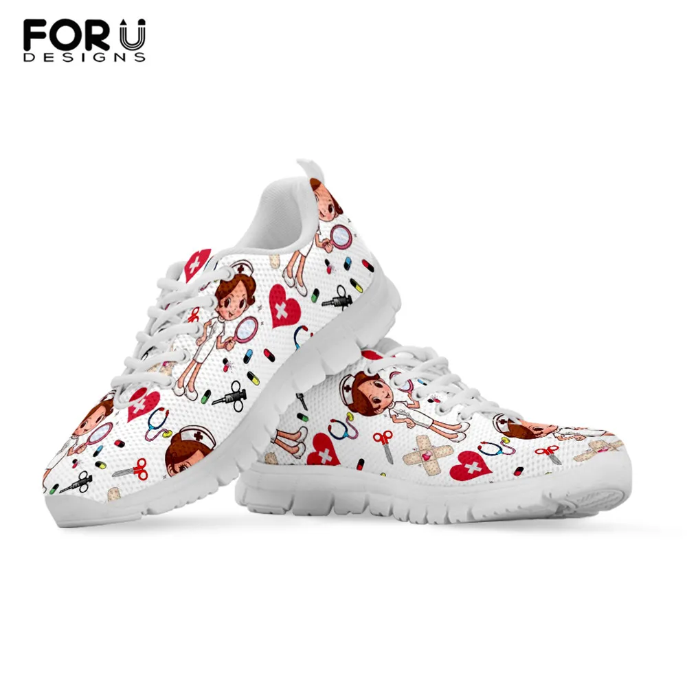Forudesigns Baru Perawat Sepatu Mesh Bernapas Flats Sketsa Perawat