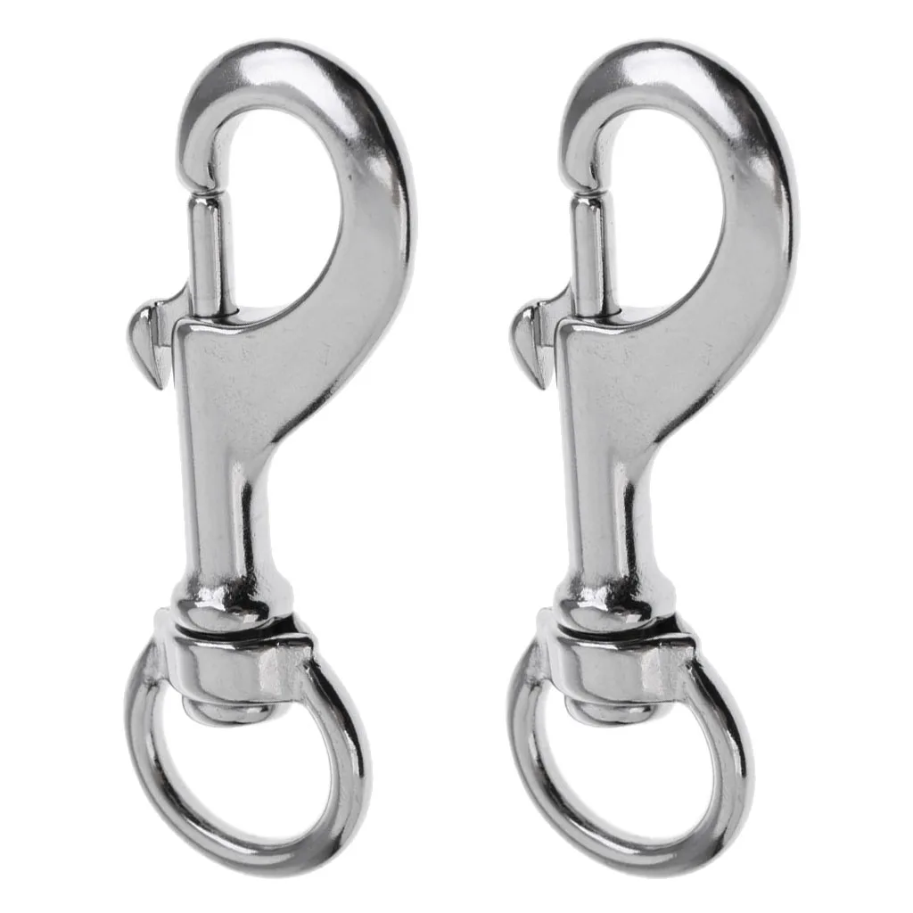 Perfeclan 2x Stainless Steel Hook Ring Snap Bolt Single End Buckle Clip 88mm