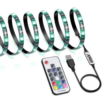 

LED Strip Light, 19 Modes 20 Colors RGB Lights with Remote Control, 60 LED Changing Color Strip Kit, Accent Light Set jk420
