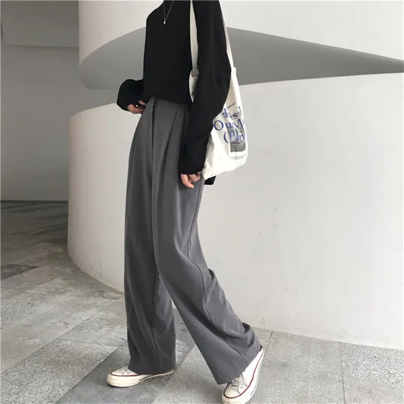 HziriP Straight Large Size Casual Solid Wide Leg Trousers Streetwear Suit Full-Length Hot Selling Chic Loose High Quality Pants
