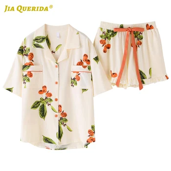 

Girl Women Clothes New Summer Pajamas Set Homesuit Homeclothes Sleepwear Fashion Style Short Sleeve Short Pants Casual Style