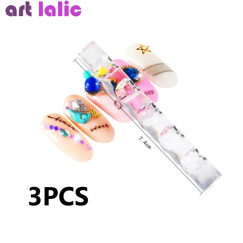 3pcs Nail Art Brush Stand 5 Grids Acrylic Clear Rack Shelf Painting Pen