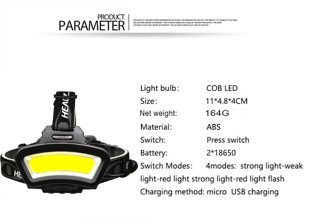 Lanterna de cabeça de led recarregável de