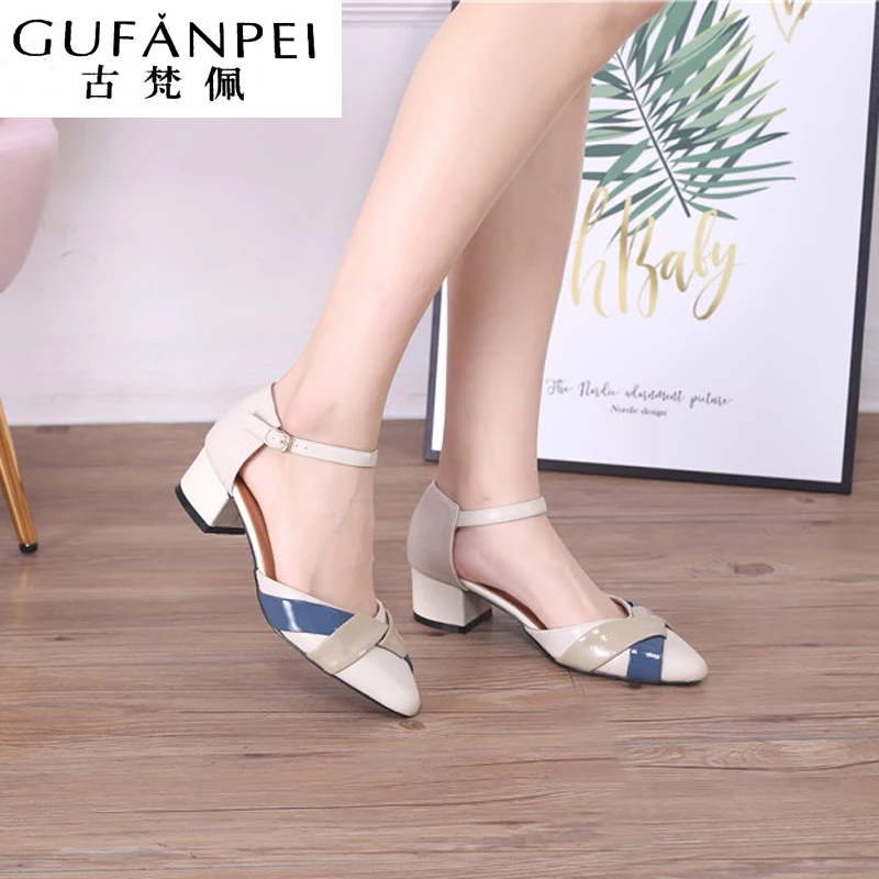 Sandalias de plataforma de moda para mujer, zapatos redondos de tacón medio para verano, Sandalias de tacón grueso