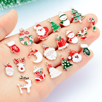

20Pcs/Set Enamel Pendant Alloy Mixed Christmas Bracelet Necklaces Keychains Charms DIY Craft Making Jewelry Accessories Dropship