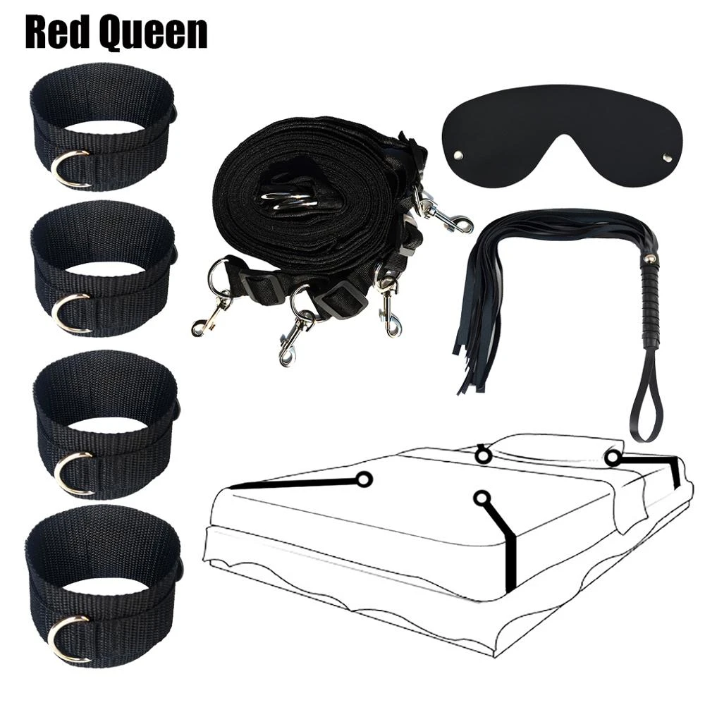 エロベッドボンデージセット固定姿勢縛ら手と足ベッド鞭打ちとラッシュボディカップルいちゃつく鞭大人のゲームマスク ボンデージギア Aliexpress