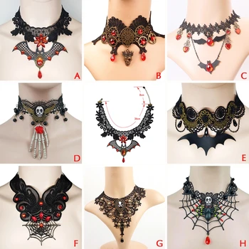 

Lace Bat Necklace Retro Gothic Lolita Pendant Choker Halloween Jewelry Accessories for women girls gift