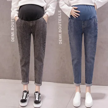 

Pregnant jeans women's autumn and winter new fashion loose comfortable stomach lift pregnant women fashion Harlan pregnant jeans