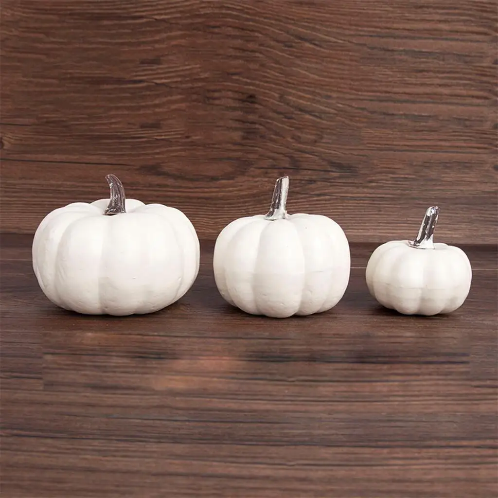 12Pcs Realistic Fall Harvest Small White Mini Artificial Foam Pumpkins for Halloween, Fall and Thanksgiving Decorating
