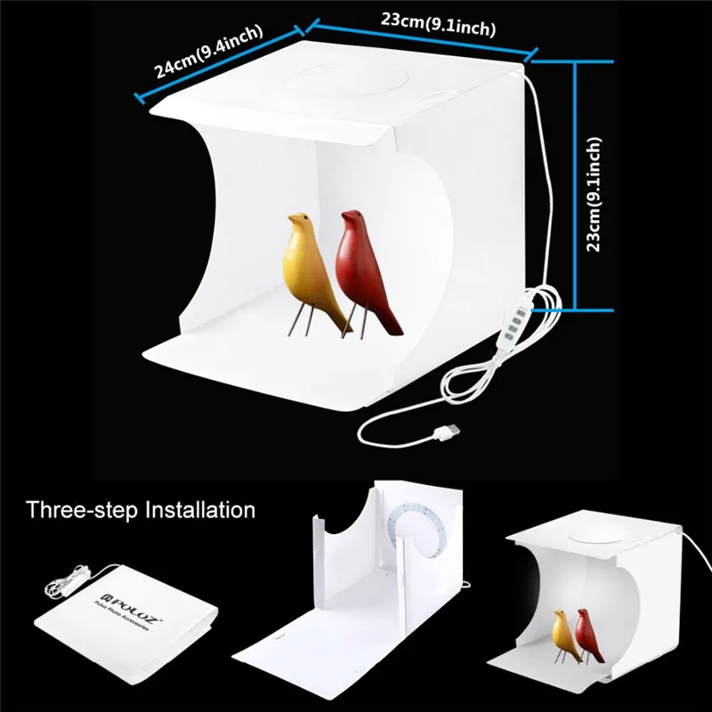 PULUZ Ring led light photo box photography foto studio lightbox folding mini softbox fotografia tabletop shooting tent Kit