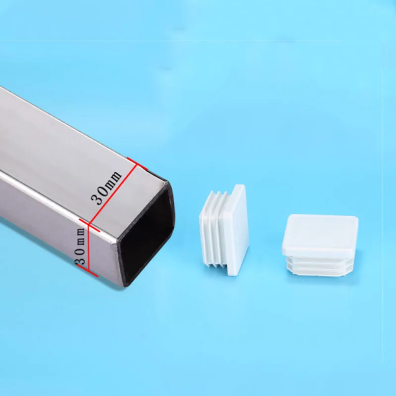 Rectangle/Square White Plastic Blanking End Cap Pipe Inserts Plug Bung Steel Leg Stopfen 15x15mm to 50x100mm