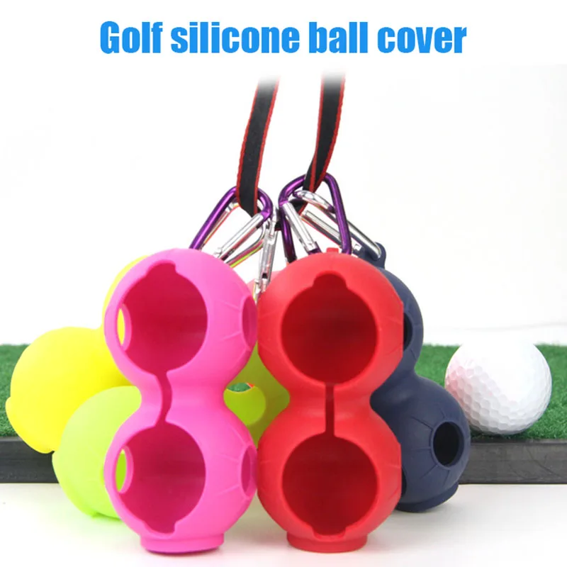 HOT 2Pcs Silicone Golf Ball Protective Cover Soft Waist Holder Sleeve storage Bag with Carabiner Keyring Golfing HV99 | Спорт и