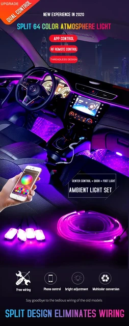 Led Car Interior Ambient Atmosphere Mood Light Rgb App Remote Control  Backlight Auto Foot Center Console Door Decorative Lights