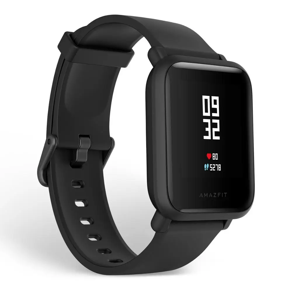 Смарт-часы Amazfit Bip Huami Lite IP68 gps Gloness умные часы с частотой сердечных сокращений 45 дней в режиме ожидания - Цвет: black