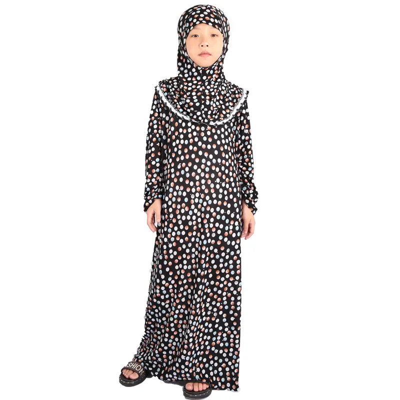 Детское мусульманское платье Abaya для детей Дубай девочек мусульманская одежда
