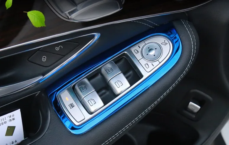  4pcs Car Window Lift Button Switch Panel Cover Trim Decoration Frame for Mercedes Benz C GLC Class 