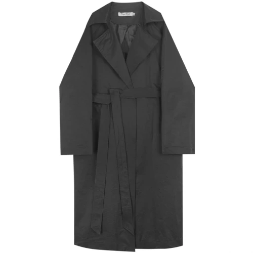W1762 black Мужской винтажный Повседневный Свободный плащ, пальто для мужчин и женщин, японский уличный кардиган, длинная куртка, верхняя одежда, ветровка - Цвет: W1762 black