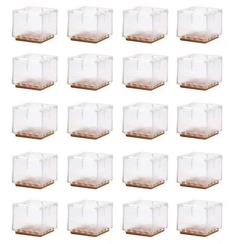 

20 Pack Chair Leg Floor Protection Pad Square Furniture Table Table Leg Anti-Slip Cover Suitable for 30-35mm Square Legs