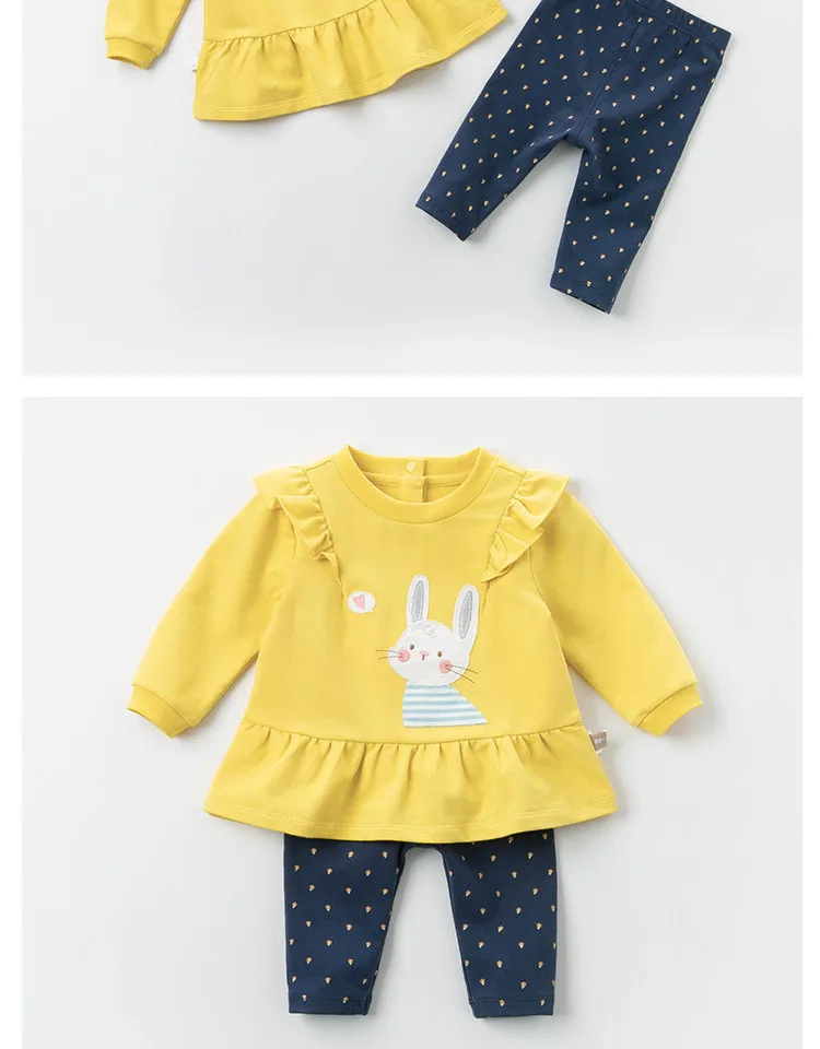 Moda dos Desenhos Conjuntos de Roupas Dave Bella Primavera Bebê Meninas Animados Ruched Arco Crianças Bonito Manga Longa Conjuntos 2 Pcs Terno Dbm12841 7 Dbm12841 dave bella primavera bebê meninas moda
