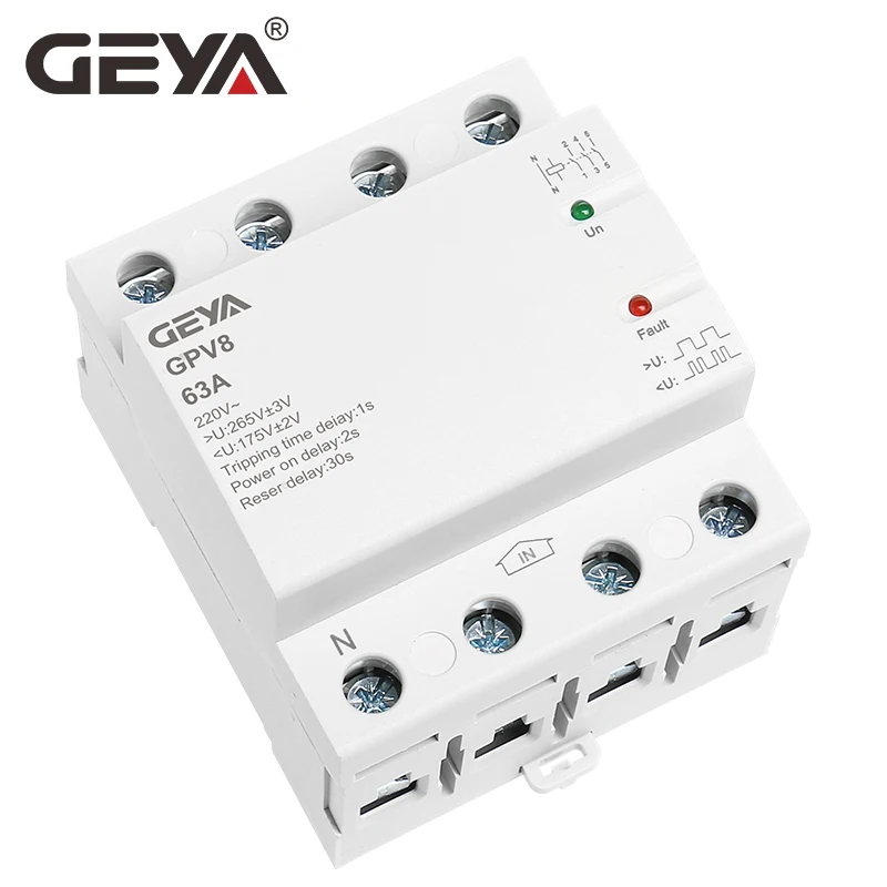 Устройство для защиты от автоматического напряжения GEYA GPV8 Din рейка 220 В