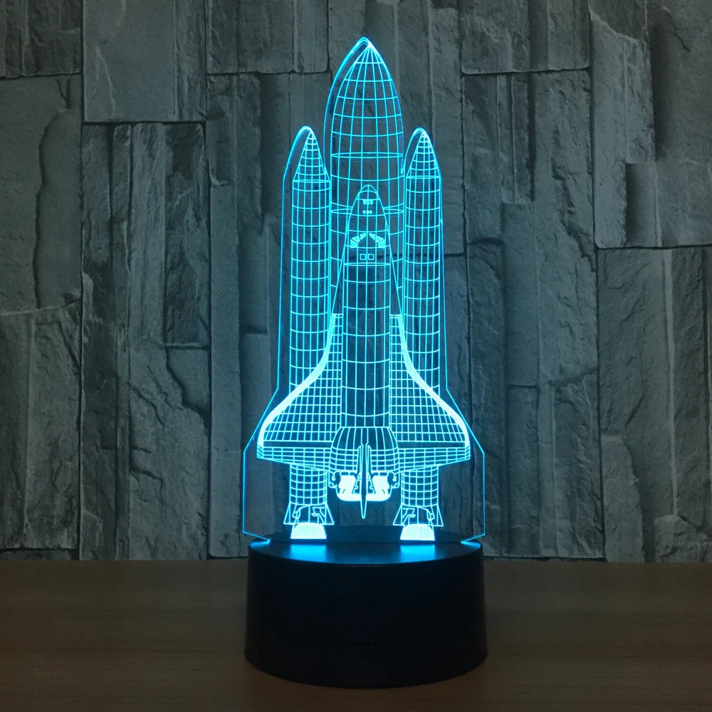 

Spacecraft 7 Color Lamp 3d Visual Led Night Light For Kids Touch Usb Table Lampara Lampe Baby Sleeping Nightlight Kid Room Light