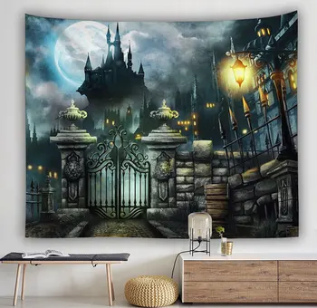 

Watercolor Pumpkin Mandala Sun Moon Starry Sky Map Bedroom Living Room Home Halloween Tapestry 150*230cm