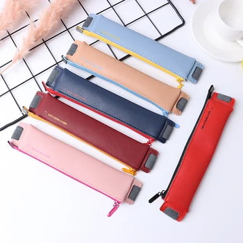

PU Leather Mini Pen Bag Eco-friendly Elastic Book Pencil Case Portable Notebook Journal Pencil Holder Office Student Stationery