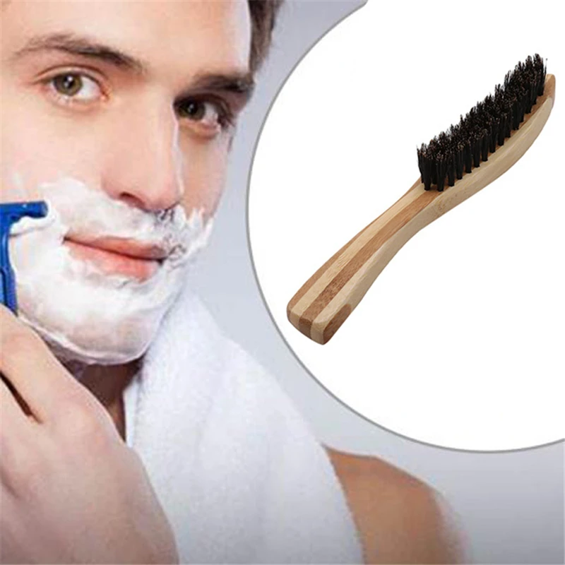 Men Mustache Brush Yellow Beauty Care Tool Hair Bristle Beard Brush Shaving Comb Face Massage Handmade 14*2.2cm