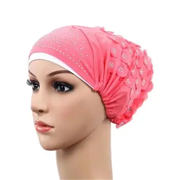 

Women Hat Muslim Hijab Floral Lace Stretch Turban Cap Hat Hijab Hat Chemo New Hat Ramadan Beanies Arab Cap Muslim Headwear Z4T1