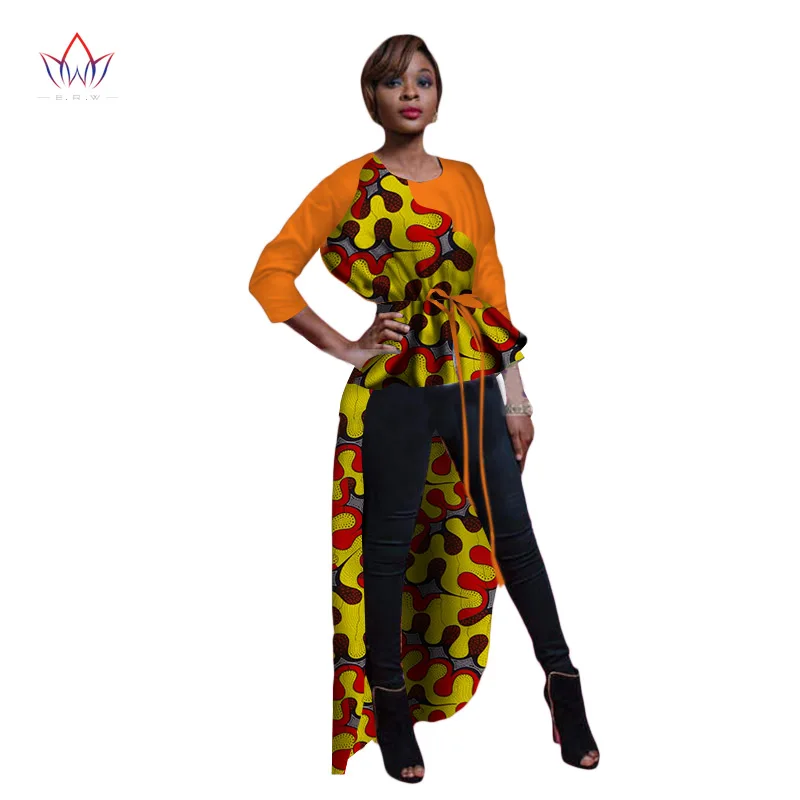 Африканская восковая штамповка Топ Для Женщин Дашики Длинный топ Африка одежда Базен плюс размер традиционная африканская одежда WY2075 - Цвет: 19