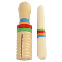 Звуковые вечерние игрушки в подарок детский ритм Ребенок Легкий Деревянный Guiro с одной резьбой цилиндр музыкальный инструмент-труба перкуссия