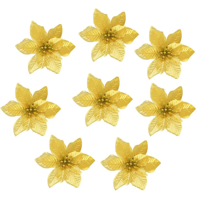 5/10Pcs 13cm Glitter Artificial Flowers For Christmas Tree Decoration DIY Christmas Ornaments Home Wedding Xmas Party Decoration F03