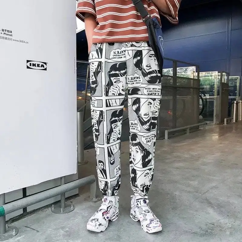 Hip Hop Pants Graphic Print Pencil Pants Men Elastic Waist Track Pants Trousers Mens Womens Fashion Joggers Sweatpants
