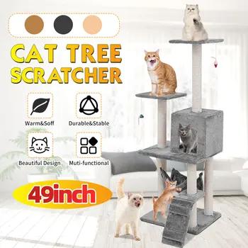 

Cat Tree Scratcher Animal Funny Scratching Post Climbing Tree Toy Activity Cat Climbing Tree Multifunctional Furniture Pet House