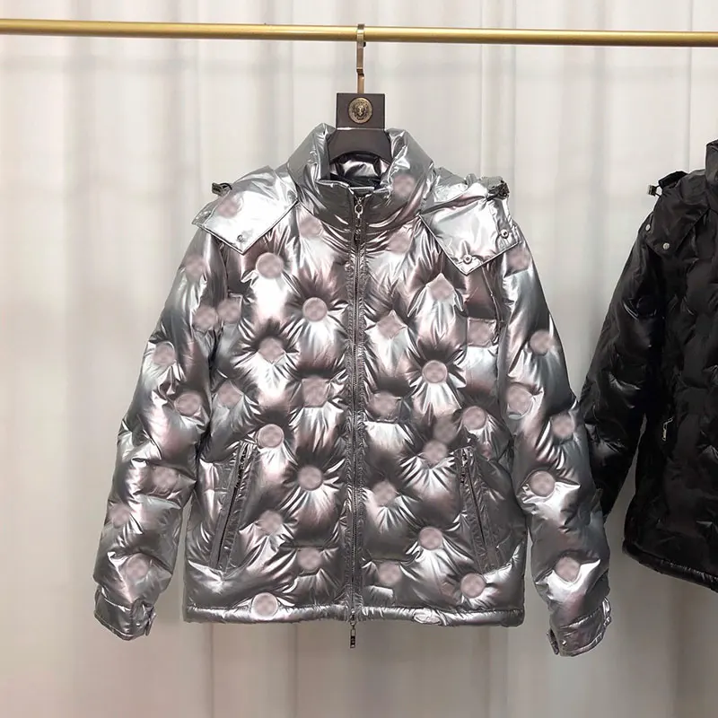 Silver 90% качественная белая куртка-пуховик на гусином пуху, зимние женские пальто, парка с капюшоном, парная Тяжелая Рабочая Глянцевая теплая Повседневная Верхняя одежда с цветочным принтом - Цвет: Silver