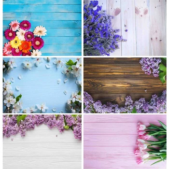 

SHENGYONGBAO Vinyl Custom Photography Backdrops Props Wooden Floor Flower Wood Planks Theme Photo Studio Background NY2FD-03