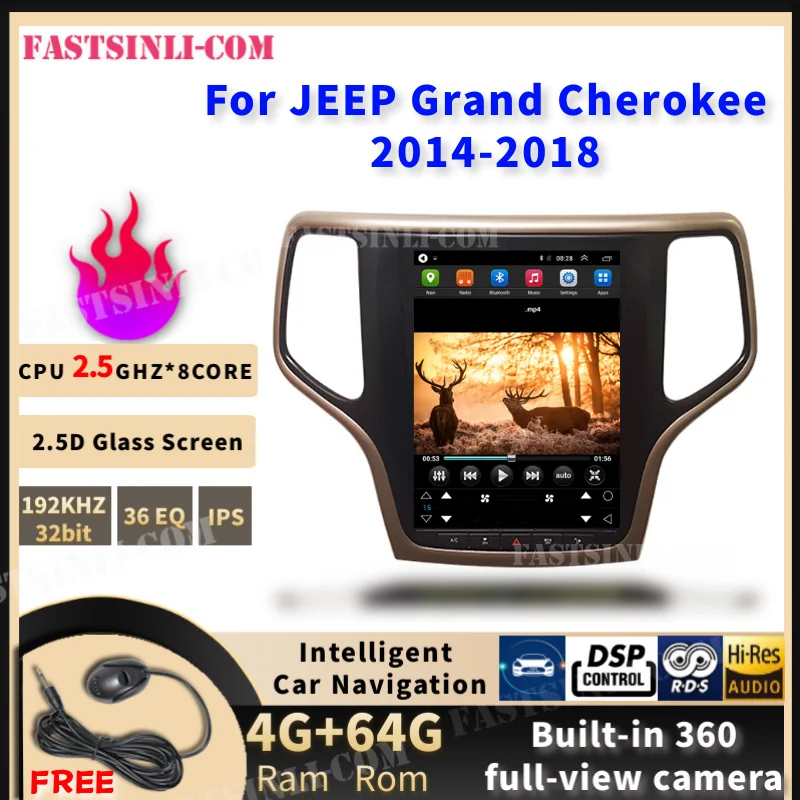 Автомобильный GPS навигатор в стиле Тесла на Android для JEEP Grand Cherokee 2014 2018 золотой и