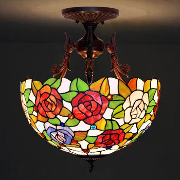 

Ceiling Lamp Luminaire Lamp Selling 16 Inch Roses Sweet Marriage Room Decoration Absorb Dome Light Glass Art Droplight Sitting