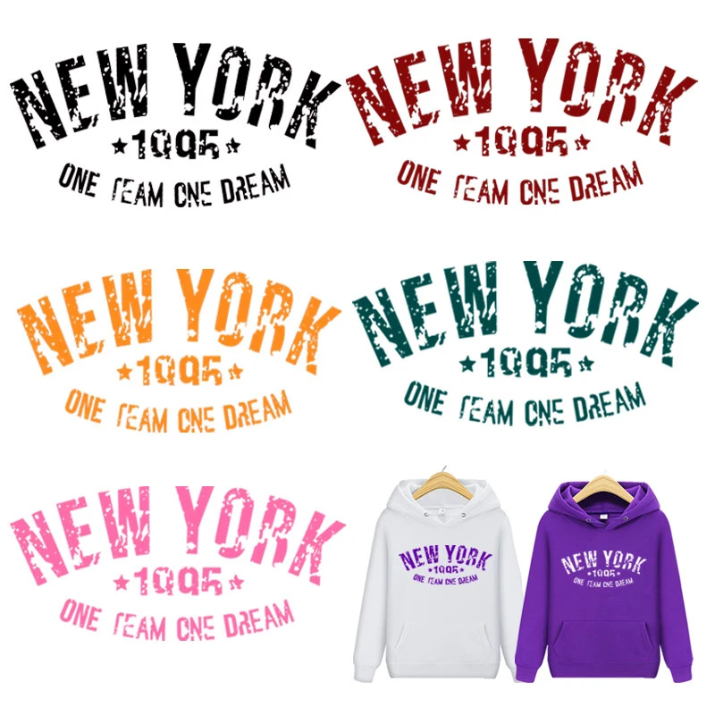 Pegatinas térmicas de vinilo con letras de Nueva YORK para ropa, parche blanco y negro, transferencia de hierro para ropa, camisetas y | AliExpress