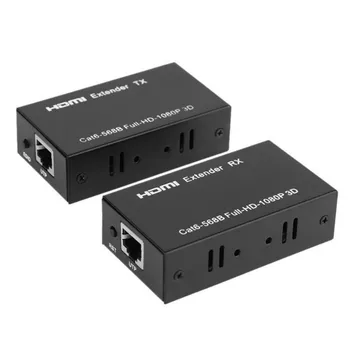 

60m HD 1080P HDMI Extender RJ45 1x1 Splitter HDMI sender&receiver HDMI cable with Cat6 RJ45 ethernet cable for PC TV HD60A