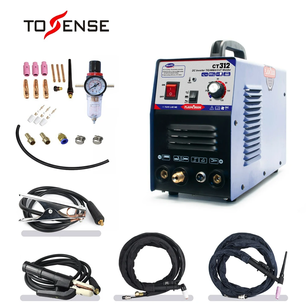 

TIG/MMA Air Plasma Cutter - Tosense CT312 3 in 1 Combo Welding Machine,120A TIG/MMA, 30A ARC Plasma Cutter Dual Voltage 110/220v