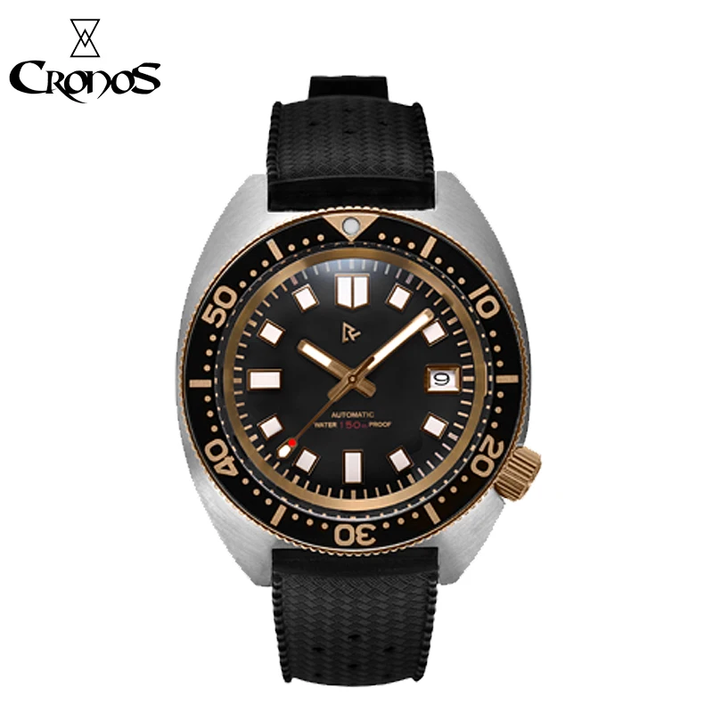 Мужские часы Cronos Retangula Diver 6105 8000 автоматические из нержавеющей стали NH35 с
